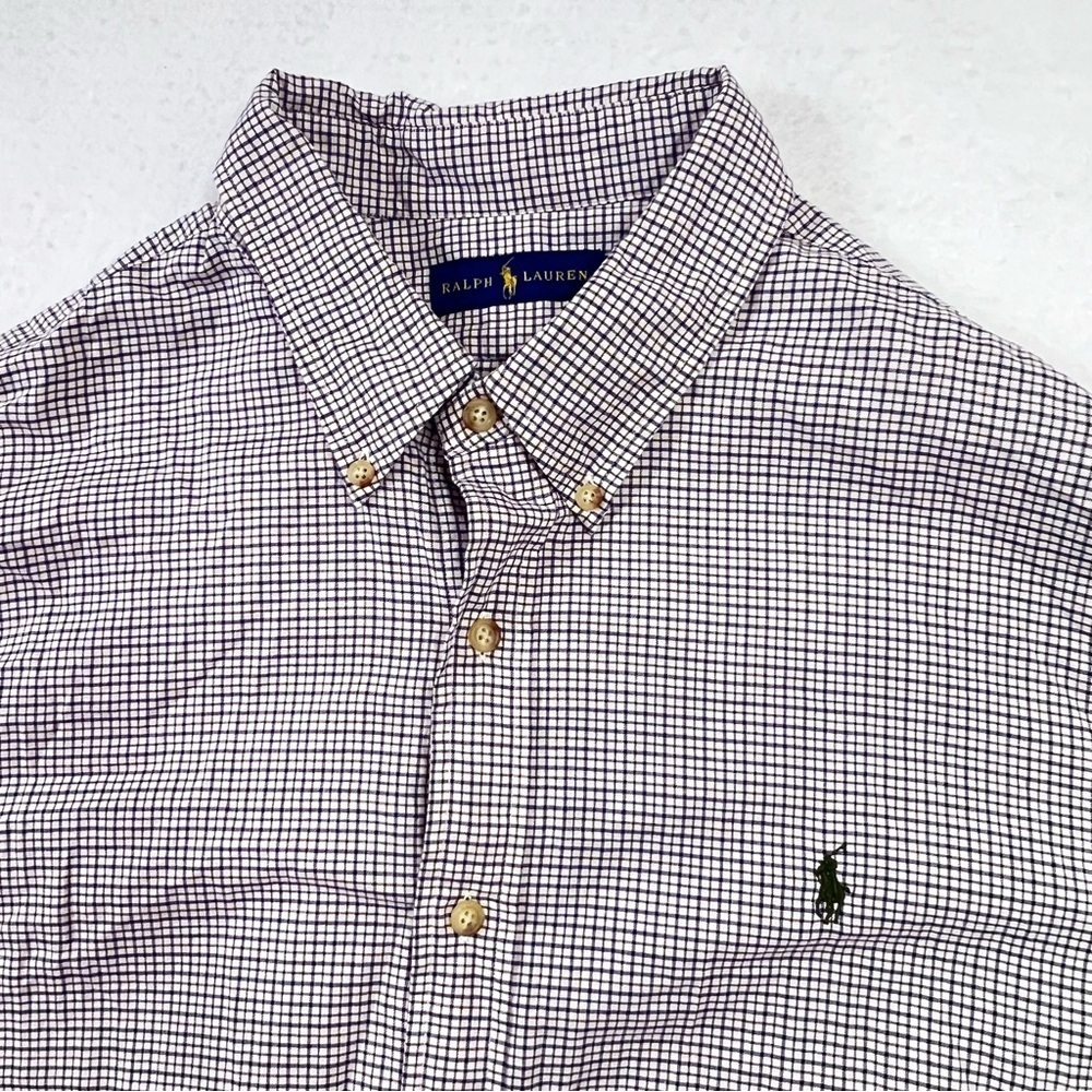 Polo Ralph Lauren Plaid Button Down Shirt XXL Blue White Long Sleeve Classic Fit